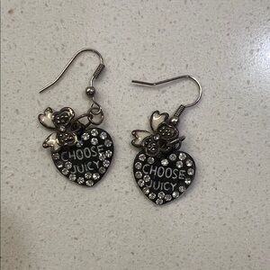 Juicy Couture Black and Silver Heart Earrings